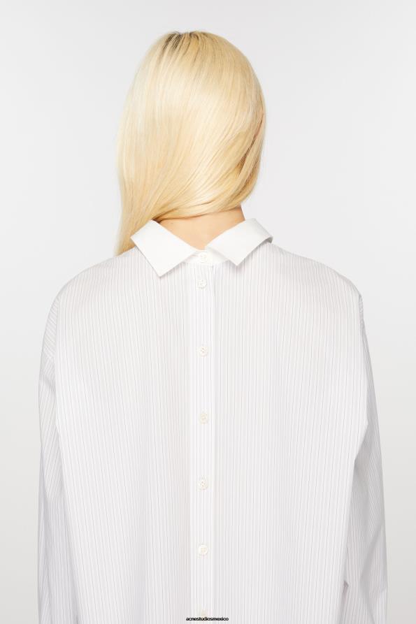 Acne Studios vestir verde oliva/blanco 0T4HT171 camisa a rayas