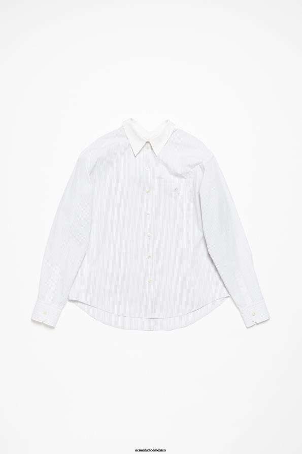 Acne Studios vestir verde oliva/blanco 0T4HT171 camisa a rayas