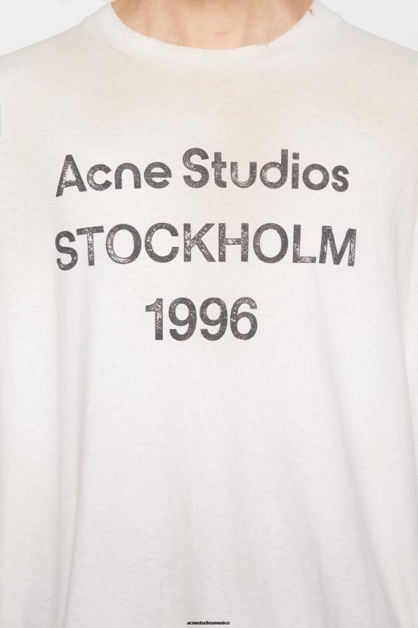Acne Studios vestir Blanco óptico 0T4HT1015 Camiseta con logo y ajuste relajado.