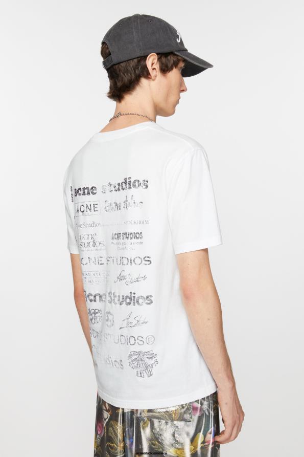 Acne Studios vestir Blanco óptico 0T4HT1115 Camiseta con logo y ajuste relajado.
