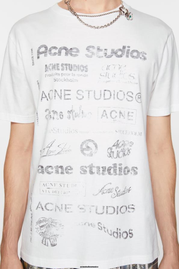 Acne Studios vestir Blanco óptico 0T4HT1115 Camiseta con logo y ajuste relajado.