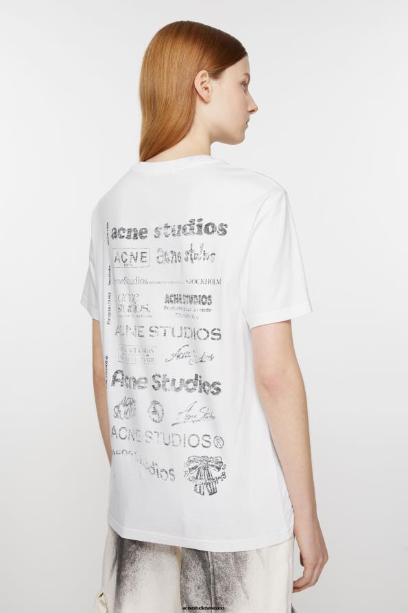 Acne Studios vestir Blanco óptico 0T4HT375 Camiseta con logo y ajuste relajado.