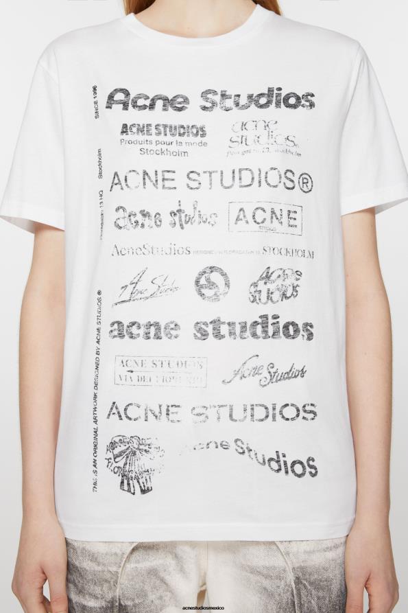 Acne Studios vestir Blanco óptico 0T4HT375 Camiseta con logo y ajuste relajado.