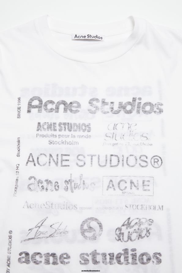 Acne Studios vestir Blanco óptico 0T4HT375 Camiseta con logo y ajuste relajado.