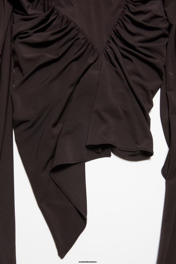 Acne Studios vestir Castaño 0T4HT381 top drapeado asimétrico