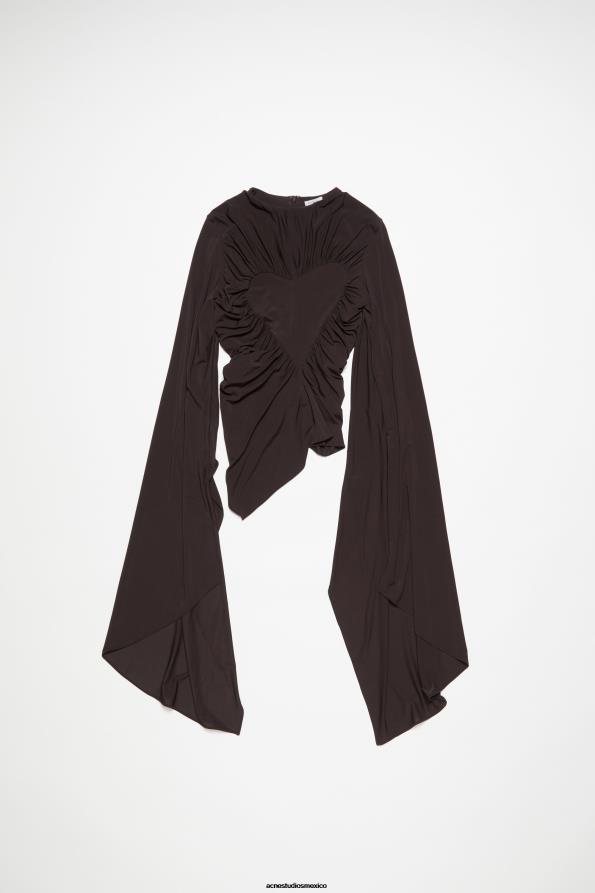 Acne Studios vestir Castaño 0T4HT381 top drapeado asimétrico