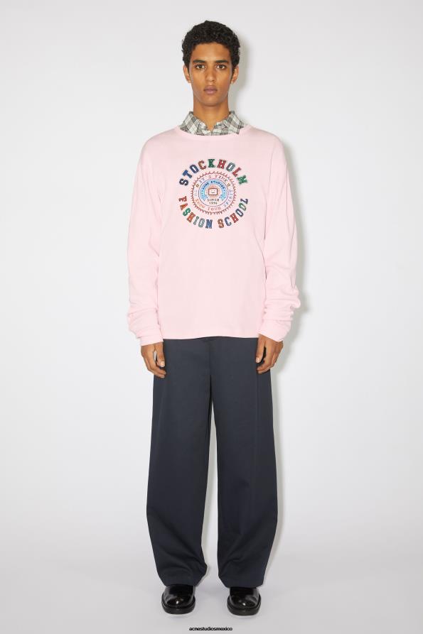 Acne Studios vestir Rosa claro 0T4HT1136 camiseta de manga larga estampada - regular fit unisex