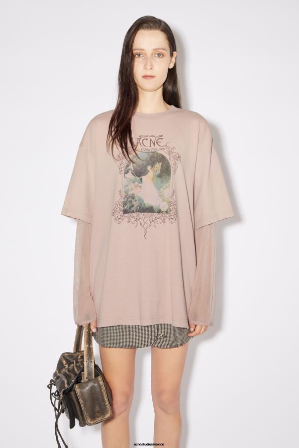 Acne Studios vestir Rosa empolvado 0T4HT397 camiseta con estampado en capas