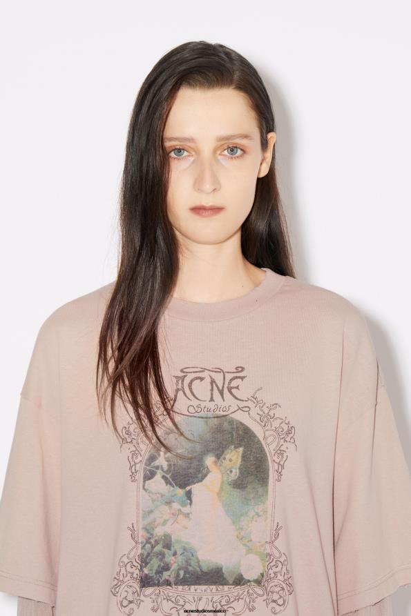 Acne Studios vestir Rosa empolvado 0T4HT397 camiseta con estampado en capas