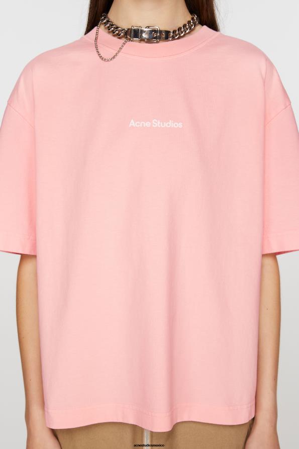 Acne Studios vestir Rosa palido 0T4HT362 logotipo del sello de la camiseta