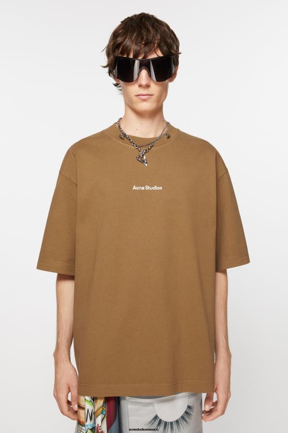 Acne Studios vestir beige barro 0T4HT1089 logotipo de la camiseta
