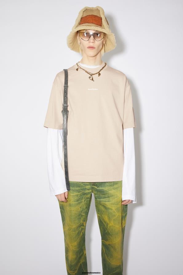 Acne Studios vestir beige champán 0T4HT1028 camiseta con logo