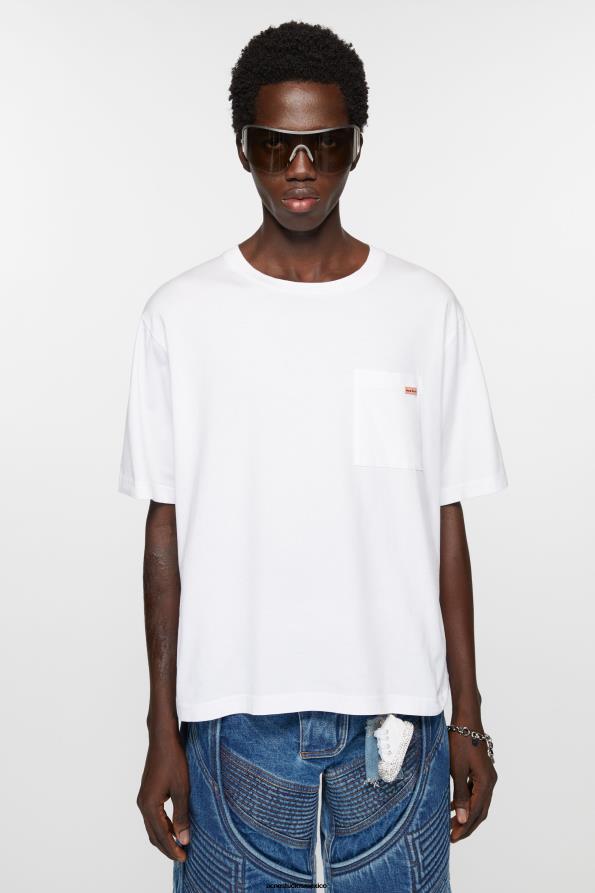 Acne Studios vestir blanco 0T4HT1020 camiseta con cuello redondo - corte relajado