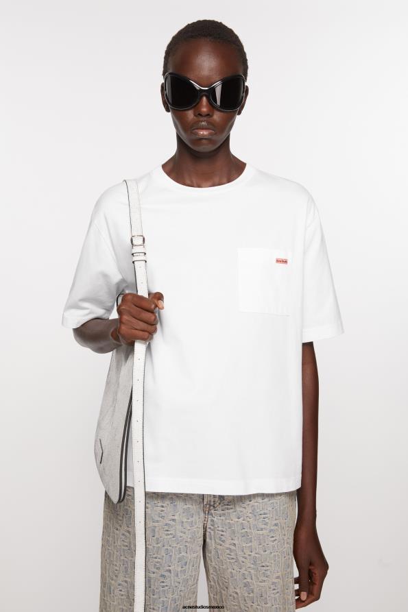 Acne Studios vestir blanco 0T4HT200 camiseta con cuello redondo - corte relajado