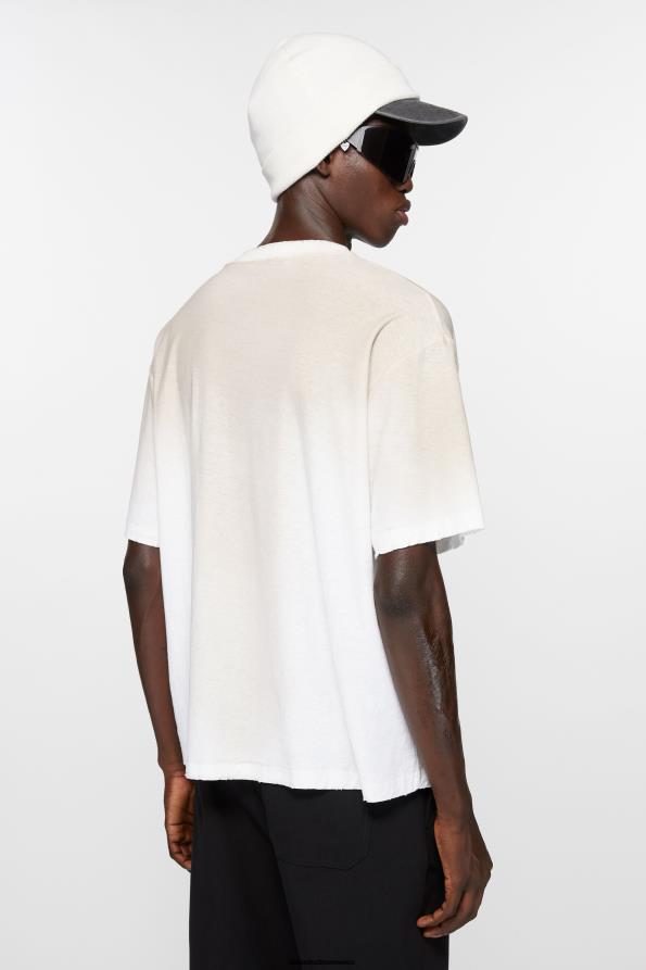 Acne Studios vestir blanco polvoriento 0T4HT1085 Camiseta con logo y ajuste relajado.