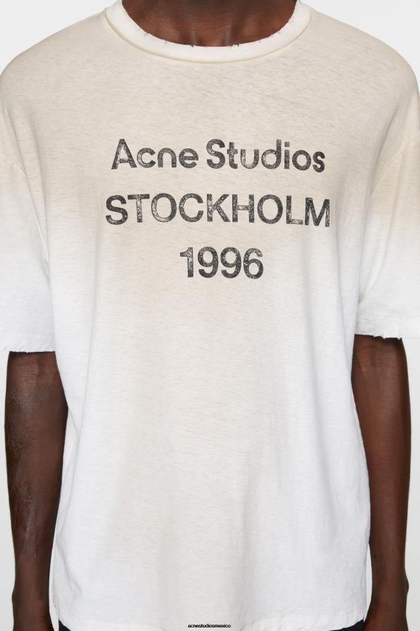 Acne Studios vestir blanco polvoriento 0T4HT1085 Camiseta con logo y ajuste relajado.