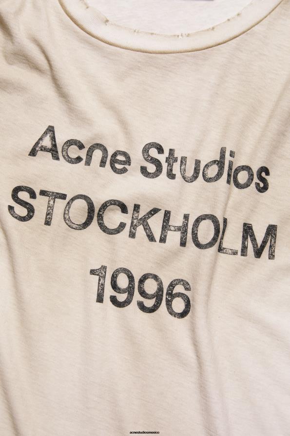Acne Studios vestir blanco polvoriento 0T4HT1085 Camiseta con logo y ajuste relajado.