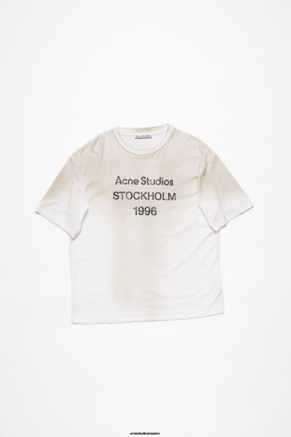 Acne Studios vestir blanco polvoriento 0T4HT355 Camiseta con logo y ajuste relajado.