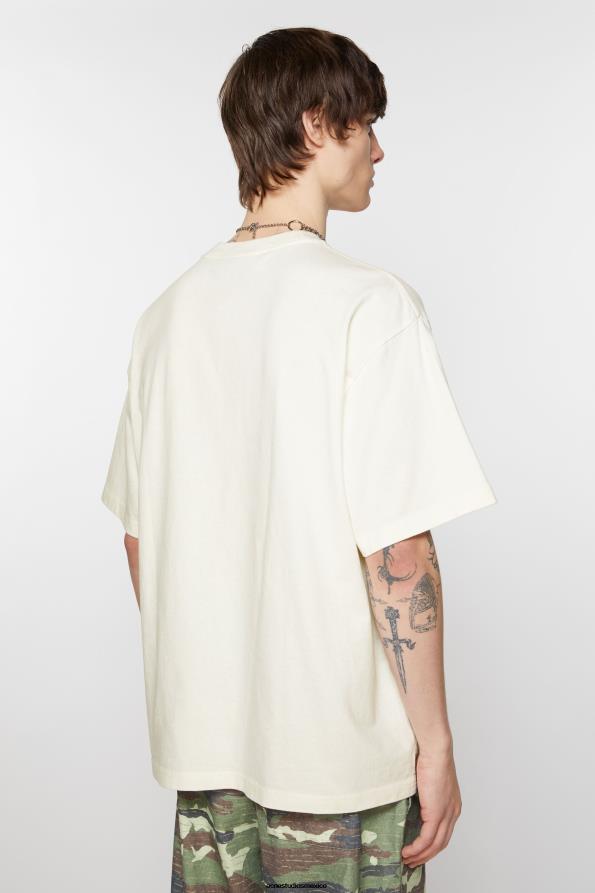 Acne Studios vestir blanquecino 0T4HT1119 camiseta bordada - ajuste relajado