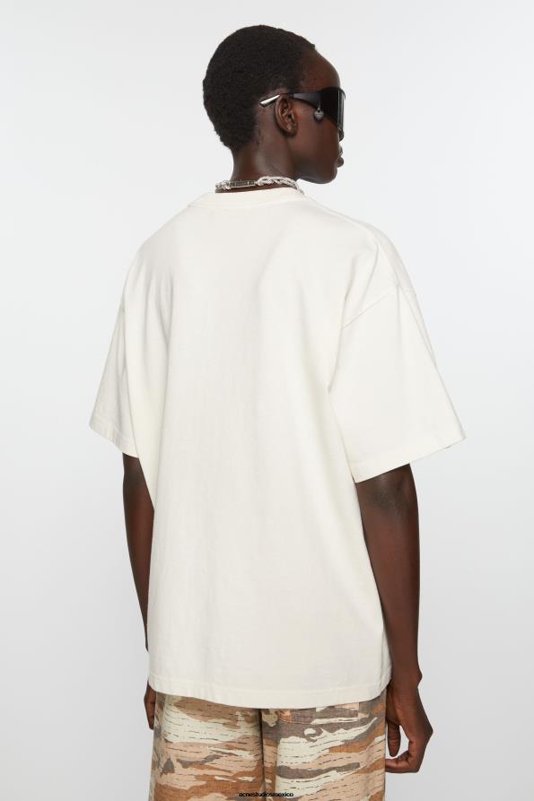 Acne Studios vestir blanquecino 0T4HT380 camiseta bordada - ajuste relajado