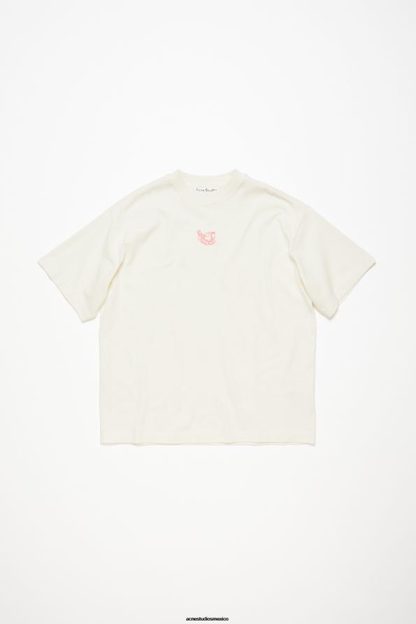 Acne Studios vestir blanquecino 0T4HT380 camiseta bordada - ajuste relajado
