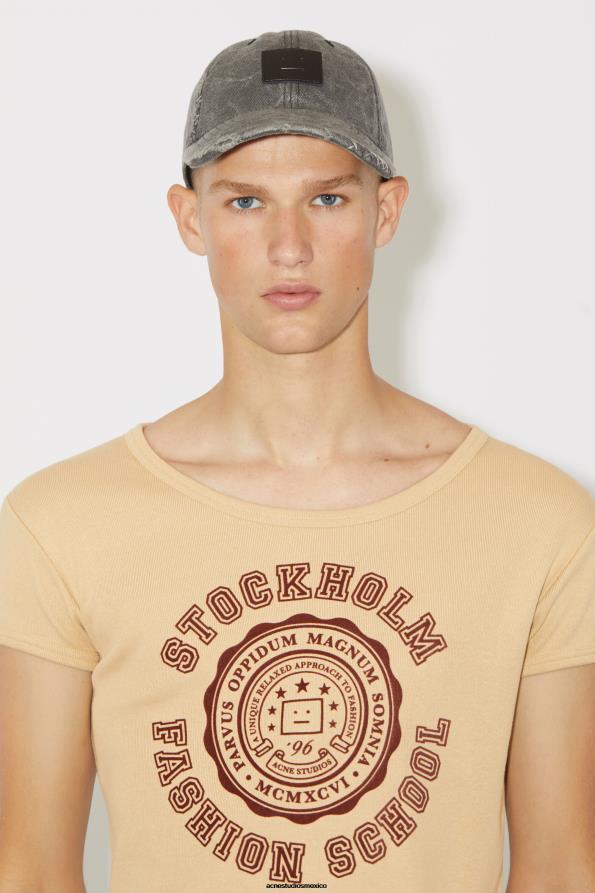Acne Studios vestir galleta beige 0T4HT1132 camiseta con logo - ajustada unisex