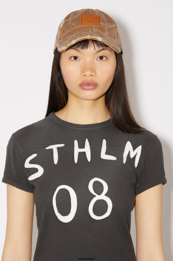 Acne Studios vestir gris carbón 0T4HT392 camiseta con estampado de parches - ajustada unisex