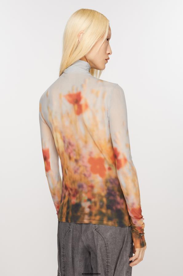Acne Studios vestir gris/multicolor 0T4HT371 top sin costuras con cuello alto