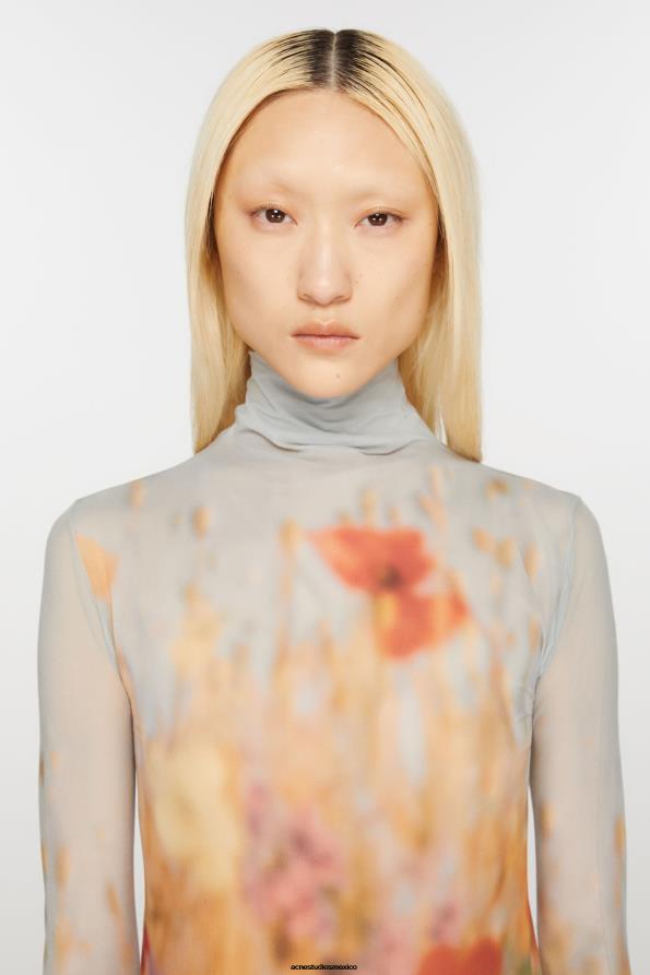 Acne Studios vestir gris/multicolor 0T4HT371 top sin costuras con cuello alto