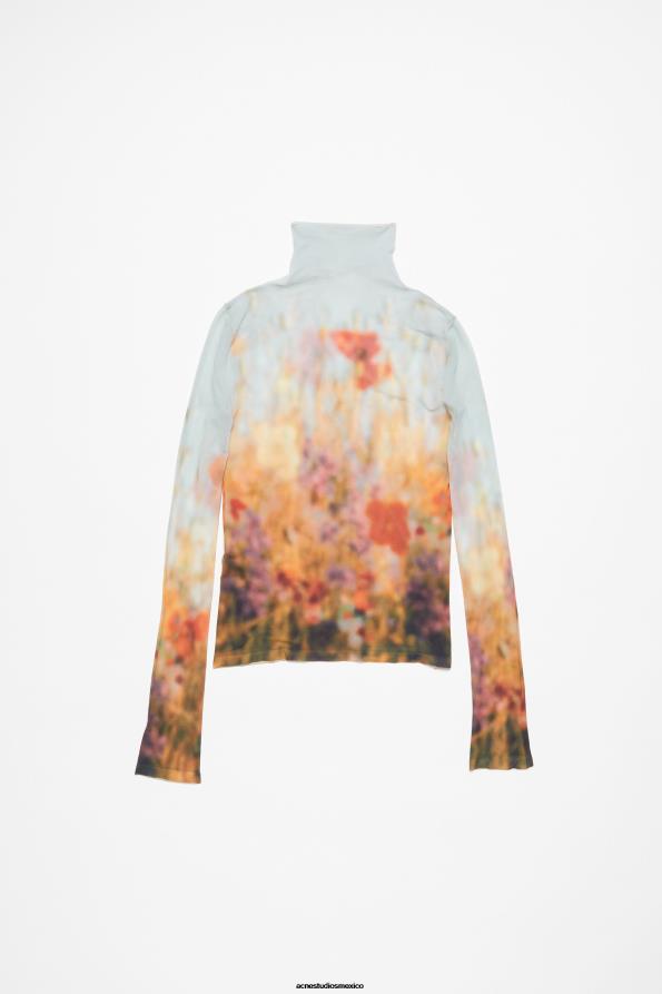 Acne Studios vestir gris/multicolor 0T4HT371 top sin costuras con cuello alto