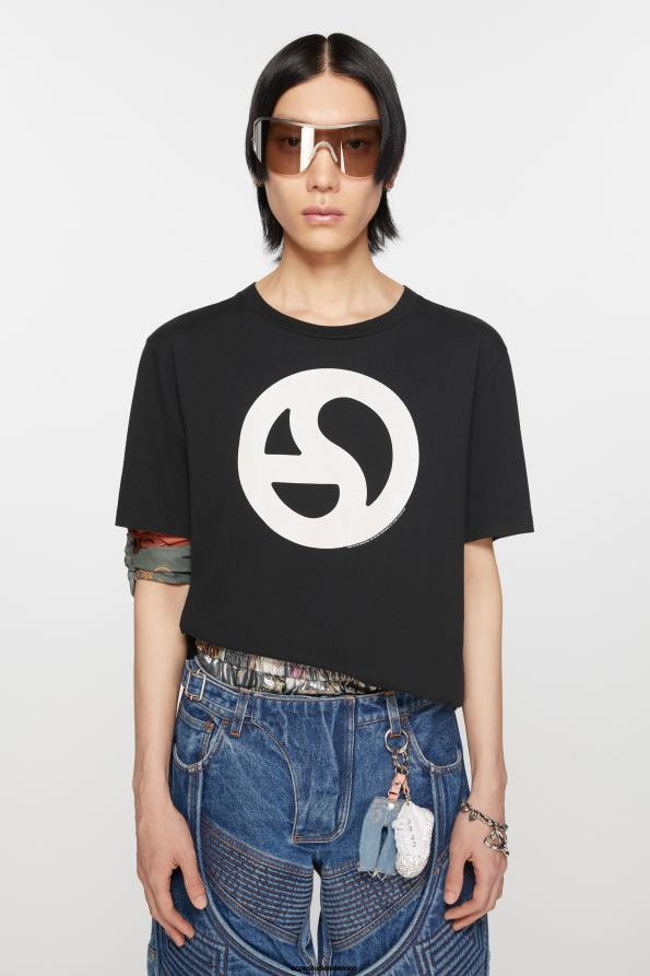 Acne Studios vestir negro 0T4HT1086 camiseta estampada