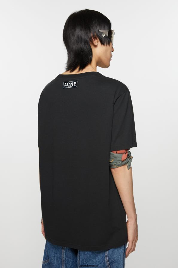 Acne Studios vestir negro 0T4HT1086 camiseta estampada