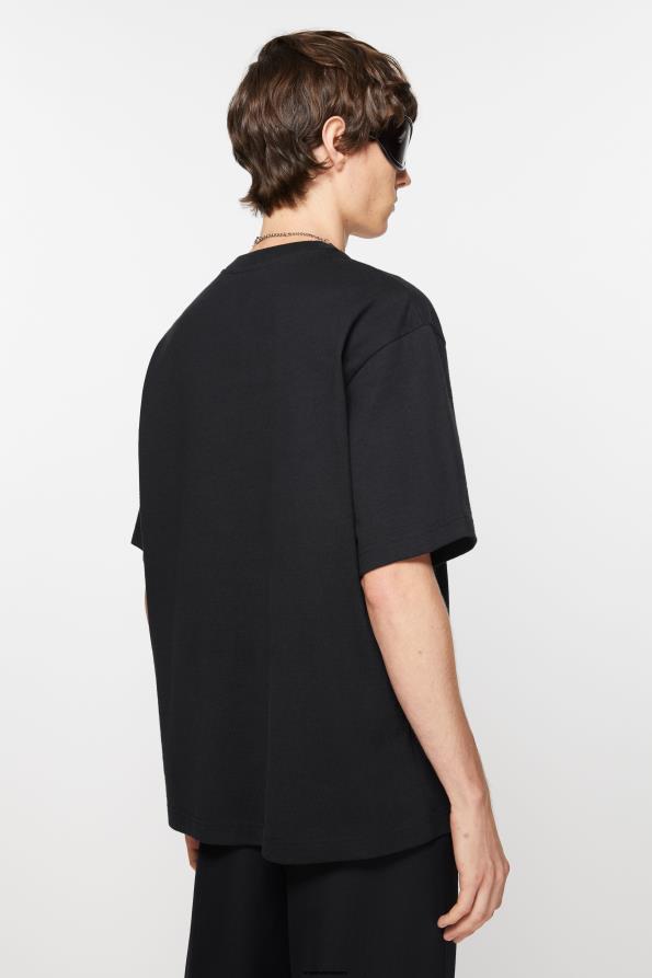 Acne Studios vestir negro 0T4HT1088 logotipo del parche de la camiseta