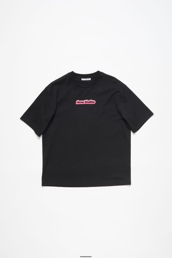 Acne Studios vestir negro 0T4HT1088 logotipo del parche de la camiseta