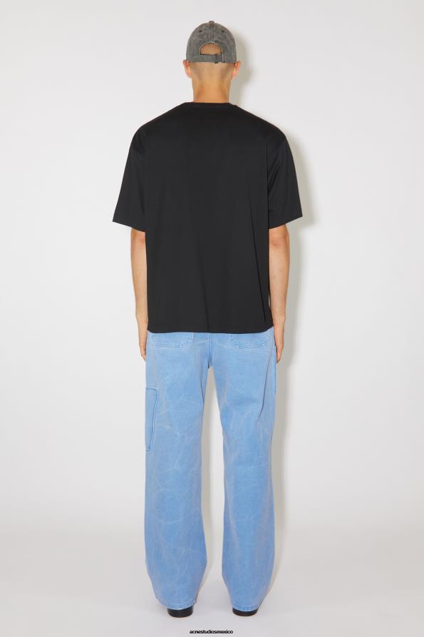 Acne Studios vestir negro 0T4HT1134 camiseta con logo de cara - ajuste relajado unisex