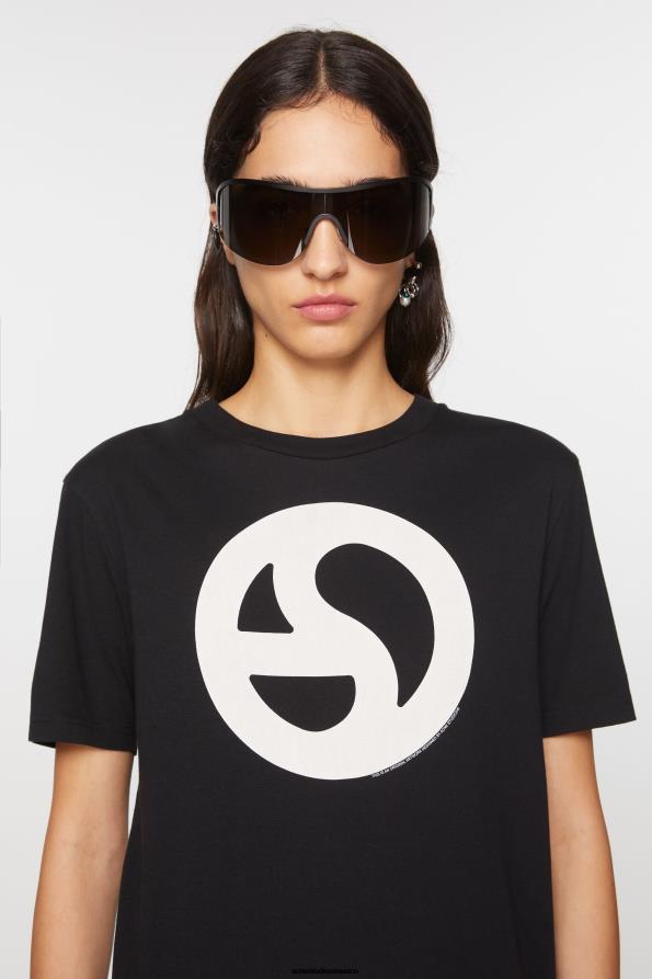 Acne Studios vestir negro 0T4HT357 camiseta estampada