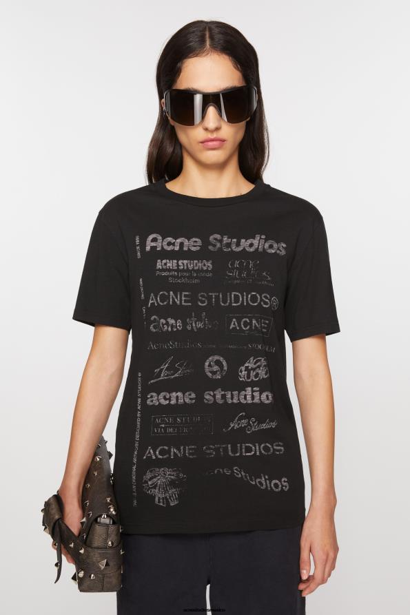 Acne Studios vestir negro 0T4HT359 Camiseta con logo y ajuste relajado.