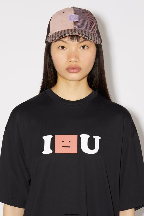 Acne Studios vestir negro 0T4HT388 camiseta con logo de cara - ajuste relajado unisex