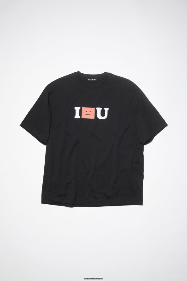 Acne Studios vestir negro 0T4HT388 camiseta con logo de cara - ajuste relajado unisex