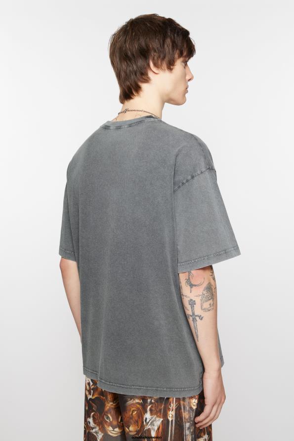 Acne Studios vestir negro descolorido 0T4HT1087 camiseta estampada - corte relajado