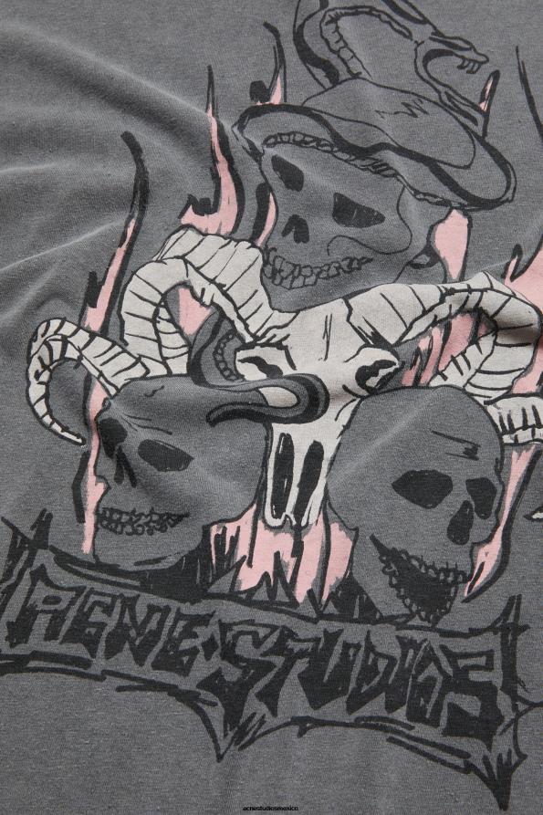 Acne Studios vestir negro descolorido 0T4HT1087 camiseta estampada - corte relajado