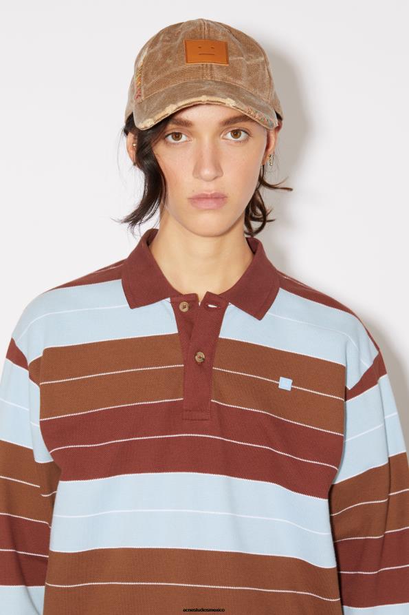 Acne Studios vestir rojo intenso/azul polvoriento 0T4HT395 camiseta polo de manga larga - ajuste relajado unisex