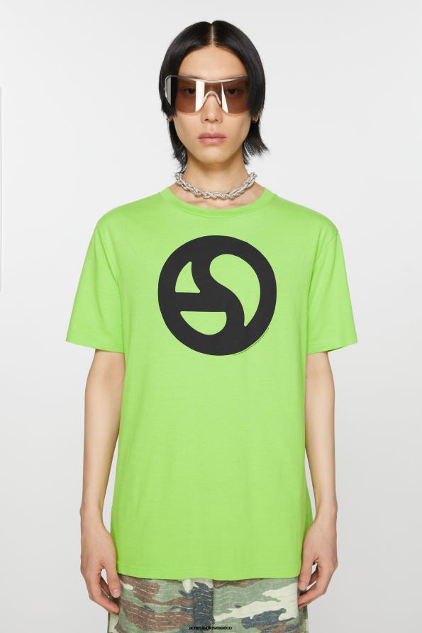 Acne Studios vestir verde intenso 0T4HT1092 camiseta estampada