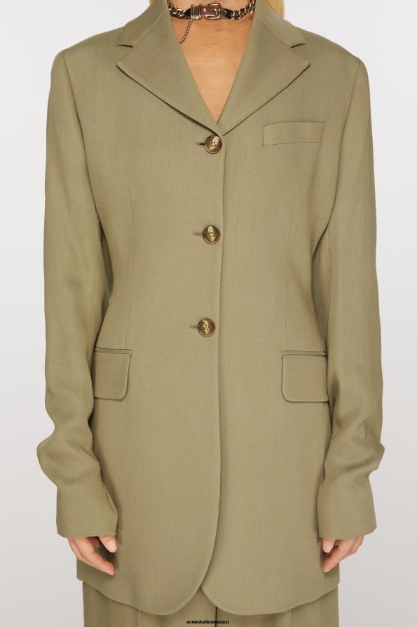 Acne Studios vestir beige barro 0T4HT121 chaqueta de botonadura simple
