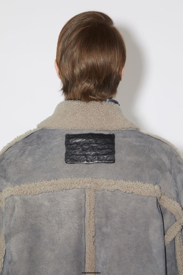 Acne Studios vestir gris topo 0T4HT917 chaqueta de piel de oveja