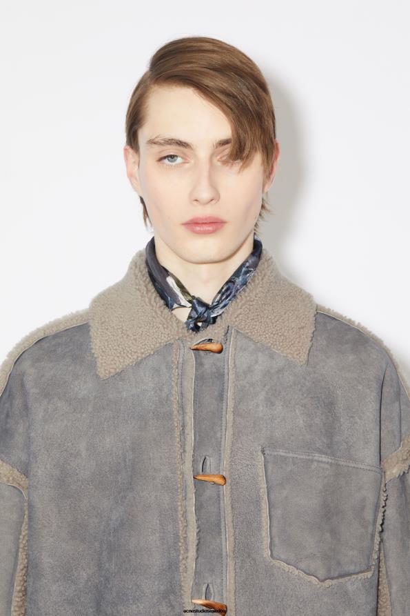 Acne Studios vestir gris topo 0T4HT917 chaqueta de piel de oveja