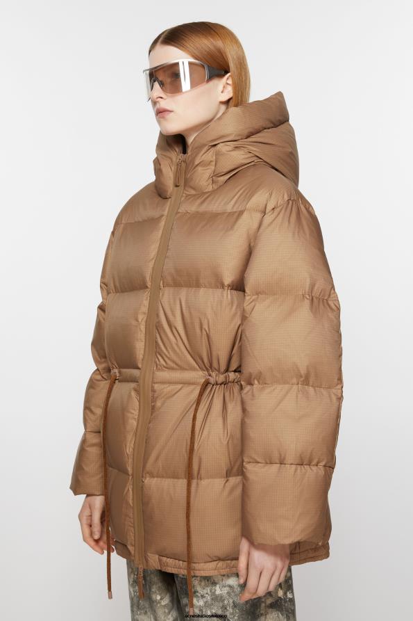 Acne Studios vestir marrón caramelo 0T4HT15 chaqueta acolchada con capucha