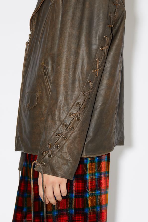 Acne Studios vestir marrón/naranja 0T4HT919 chaqueta de cuero con cordones