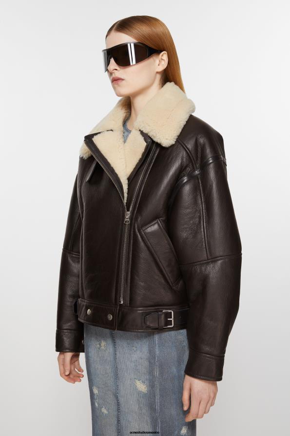 Acne Studios vestir marrón oscuro/beige 0T4HT20 chaqueta de piel de oveja