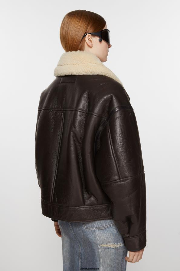 Acne Studios vestir marrón oscuro/beige 0T4HT20 chaqueta de piel de oveja